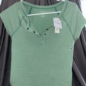 NEW WITH TAGS Green American Eagle Ribbed Short Sleeve
